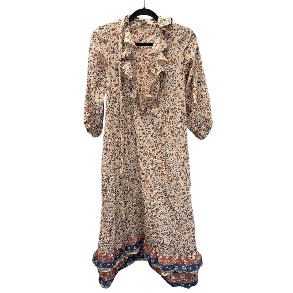 Christy Dawn The Plum Dress S Sand Anemone Vine Puff Floral Ruffle Paisley Boho - Picture 6 of 13